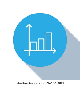 Flat blue circle illustration with long shadow Graph icon, business infographics, vector illustration