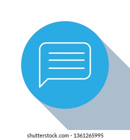Flat blue circle illustration with long shadow New Message, Dialog, Chat Speech Bubble Notification icon vector