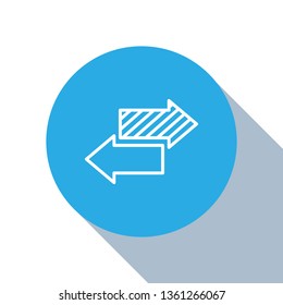 Flat blue circle illustration with long shadow Vector Arrow banners set. Up and down trend.