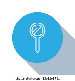 Flat blue circle illustration with long shadow Search icon, magnify icon symbol vector