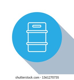 Flat blue circle illustration with long shadow Beer vector keg icon. Bar concept