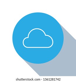 Flat blue circle illustration with long shadow Cloud vector design icon