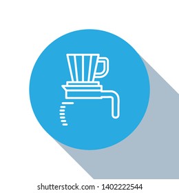 Flat blue circle illustration with long shadow Alternate coffee. Classic and alternative methods of brewing coffee