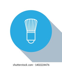 Flat blue circle illustration with long shadow Tassel for blush icon. Elements of Beauty, make up, cosmetics