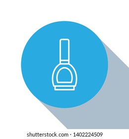 Flat blue circle illustration with long shadow Polish icon. Nail polish symbol.