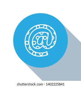 Flat blue circle illustration with long shadow Post Office Icon