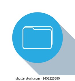 Flat blue circle illustration with long shadow Folder Icon for your web site design