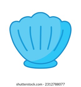 Flat Blue Clam Hand Drawn Doodle Cartoon Vector Illustration Isolated on White Background