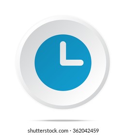 Flat blue Clock icon on circle web button on white