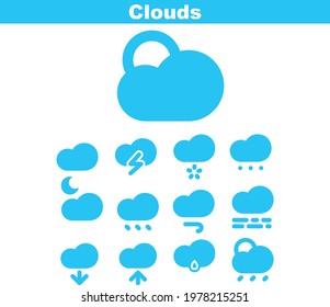 Flat blue cloud icon, for websites and apps