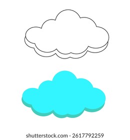 flat and blue cloud vector illustration