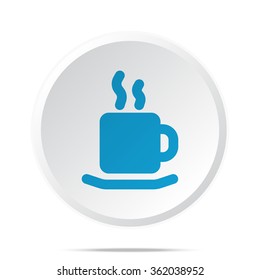 Flat blue Coffee icon on circle web button on white