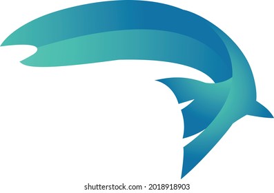 Flat Blue Color Simple Fish Logo Design Concept Template