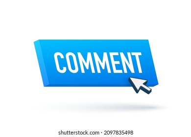 Flat blue comment button. Flat vector. Computer mouse click. Navigation pointer.