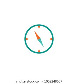 flat blue compass icon isolated on white. compass traveler sign. Vector flat illustration. Orientation and navigation symbol.