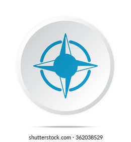 Flat blue Compass Rose icon on circle web button on white