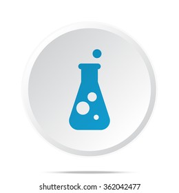 Flat blue Conical Flask icon on circle web button on white