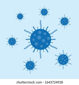 Ilustración vectorial del virus de la corona azul plana, vector de arte, diseño del logotipo del icono del virus