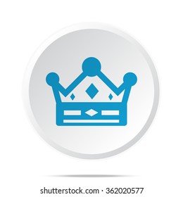 Flat blue Crown icon on circle web button on white