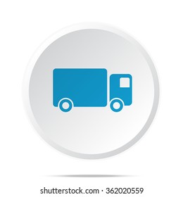 Flat blue Delivery Truck icon on circle web button on white