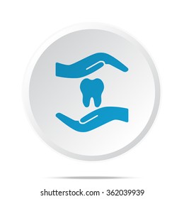 Flat blue Dental Care icon on circle web button on white