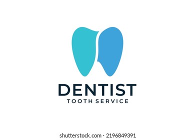 Flat Blue Dental Logo Design Vector Stock Vector (Royalty Free ...