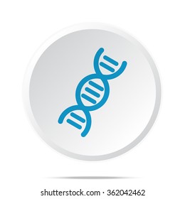 Flat blue Dna icon on circle web button on white