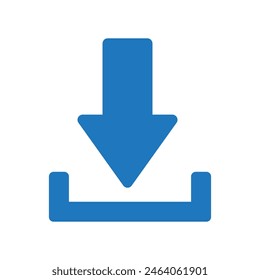 Diseño infográfico de Vector de Clipart de ícono de Botón de Descarga azul plano para interfaz de Diseño web de aplicación aislada