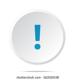 Flat blue Exclamation Mark icon on circle web button on white