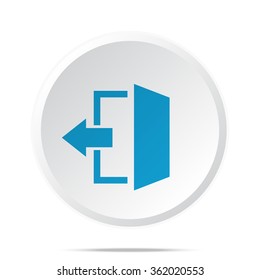 Flat blue Exit icon on circle web button on white