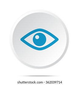 Flat blue Eye icon on circle web button on white
