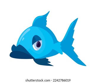 Flachblauer Fisch auf Weiß