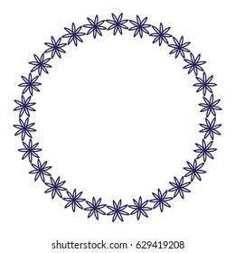 Flat blue flower vector icon