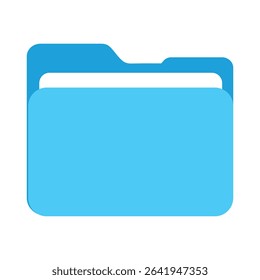 Flat Blue Folder Icon with Rounded Corners on White Background isolated vector illustration