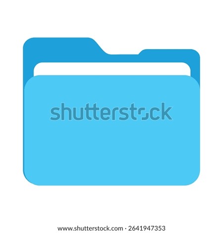 Flat Blue Folder Icon with Rounded Corners on White Background isolated vector illustration