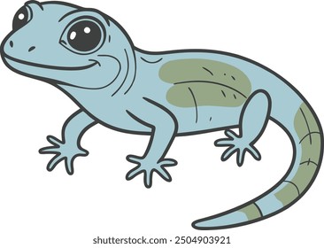 flat blue gecko illustration cute animal art 