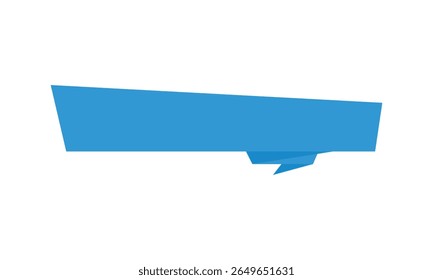 Flat blue geometric banner with angular edges on a white background. Ideal for labels, tags, titles, or promotional elements in digital design and marketing materials.