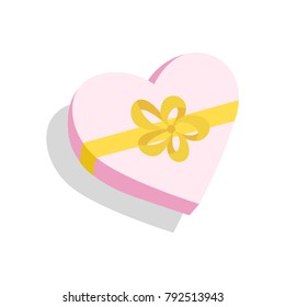 Flat blue Gift Box Present with Red Bow icon design and shadow vector illustration.