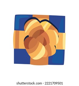 flat blue and golden gift over white
