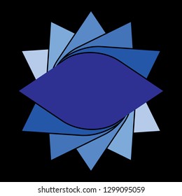 flat blue gradation leaves isolated on black background. mandala circle leaves ornament. vector illustration floral mandala, abstract ethnic flower medallion. design for logo, web site, app , fabric, 