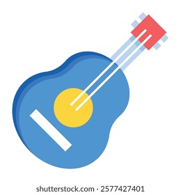 Flat blue guitar with heart, suited for music-themed Valentine’s content, love songs, and romantic designs.