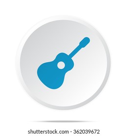 Flat blue Guitar icon on circle web button on white