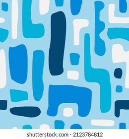 Flat blue hand drawn abstract pattern design