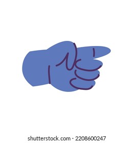 flat blue hand pointing over white
