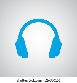Flat blue Headphones icon 