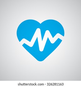 Flat blue Heart Rate Pulse icon 
