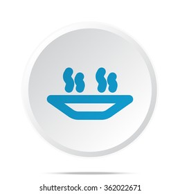 Flat blue Hot Meal icon on circle web button on white