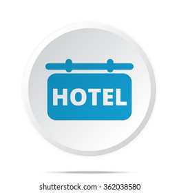 Flat blue Hotel Sign icon on circle web button on white