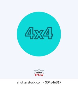 Flat blue icon of 4*4