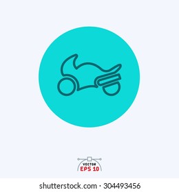 Flat blue icon of bike. 